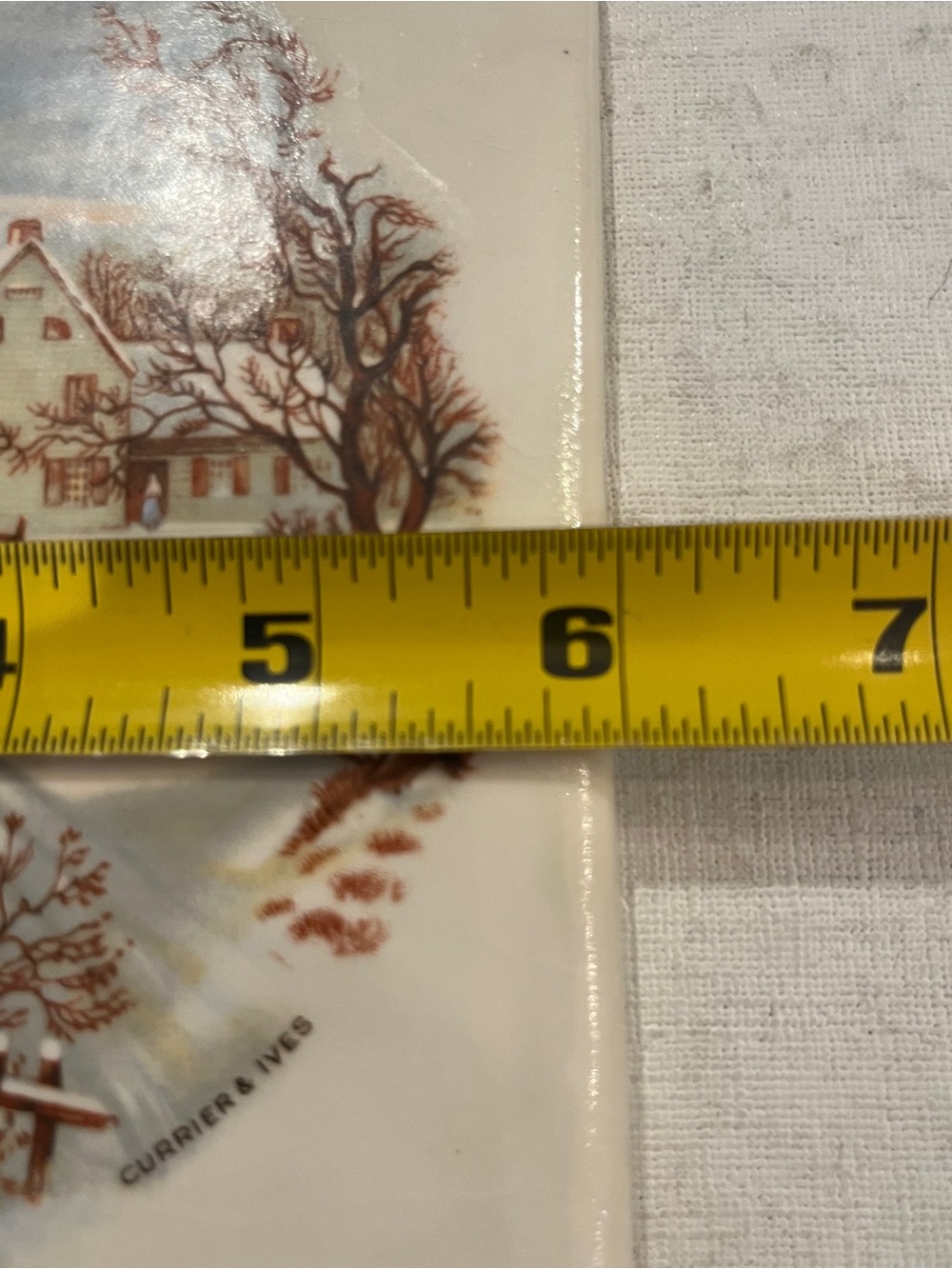 Vintage Currier & Ives "The Homestead in Winter" ceramic decorative tile. - Picture 4 of 6